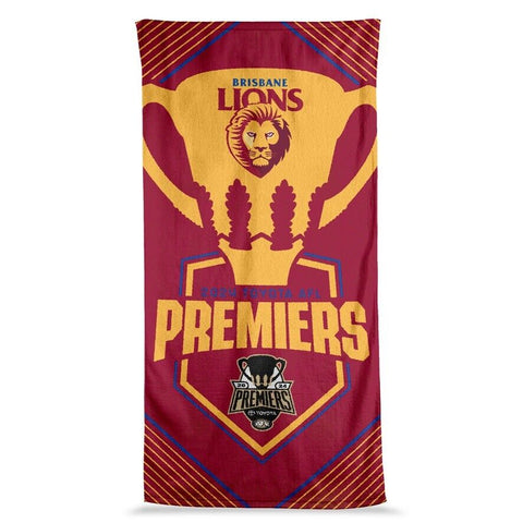 AFL 2024 PREMIERS BEACH TOWEL - BRISBANE LIONS - ETA DEC 2024 - PH2