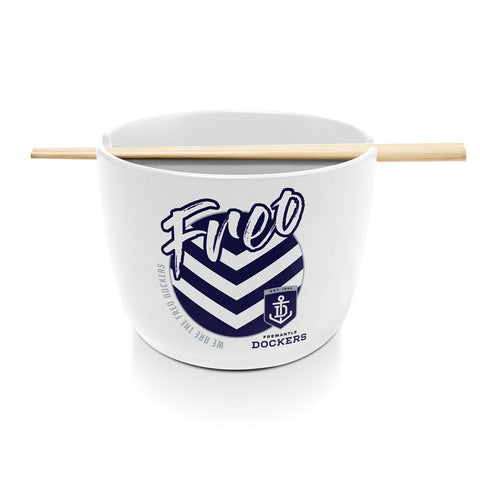 AFL Noodle Bowl with Chopsticks - Fremantle Dockers - Ceramic - 490ml Capacity