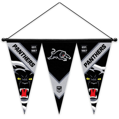 NRL Multi Pennant Flag - Penrith Panthers - Set Of 3 - Inc Hanger