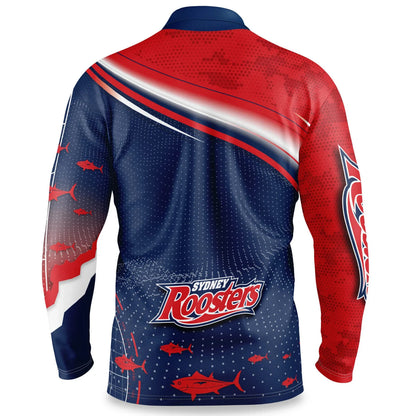 NRL Long Sleeve Fishfinder Fishing Polo Tee Shirt - Sydney Roosters - Adult