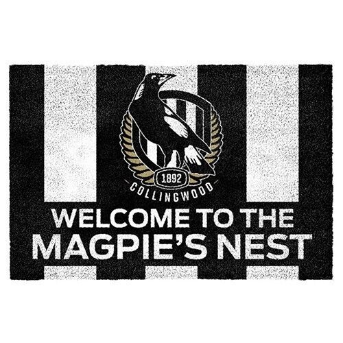 AFL Front Back Door Welcome Entry Mat - Collingwood Magpies - 61cm x 41cm