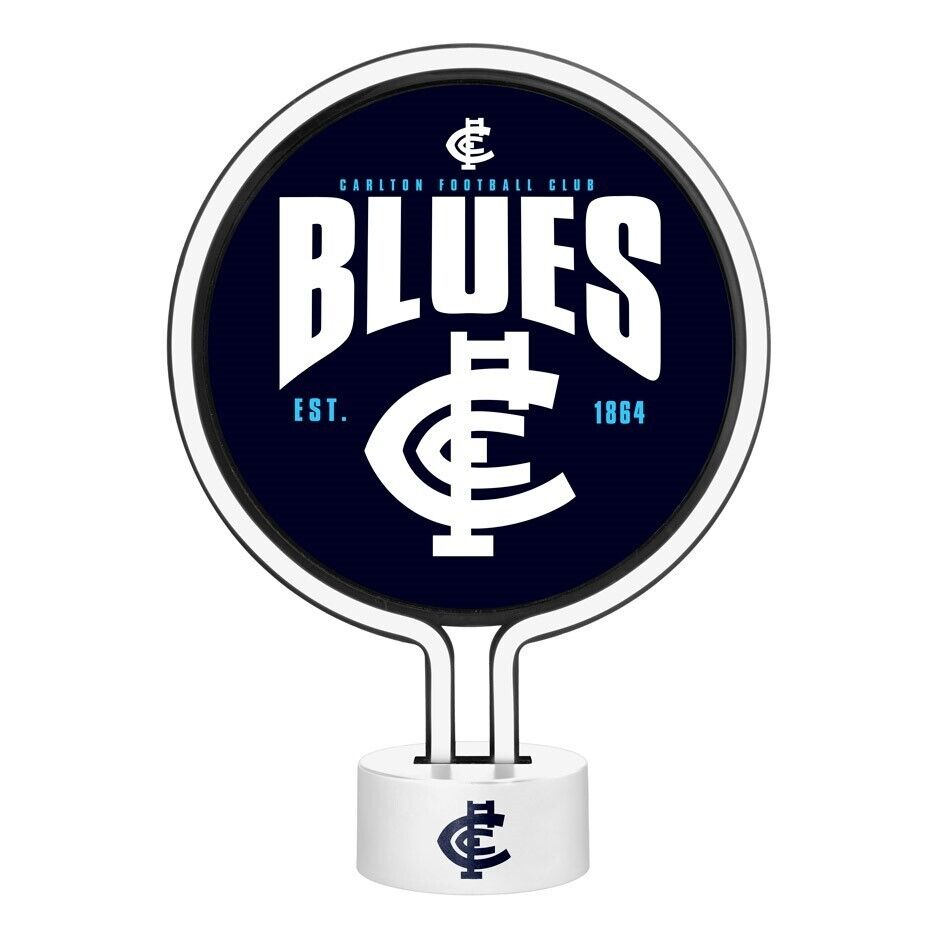 AFL Neon Light - Carlton Blues - 30 x 21.5 x 8.5cm - Team Logo