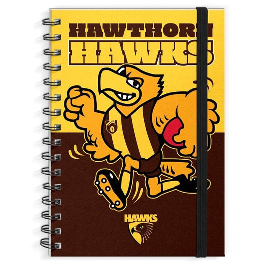 AFL A4 Hard Cover Notebook - Hawthorn Hawks - 60 Page