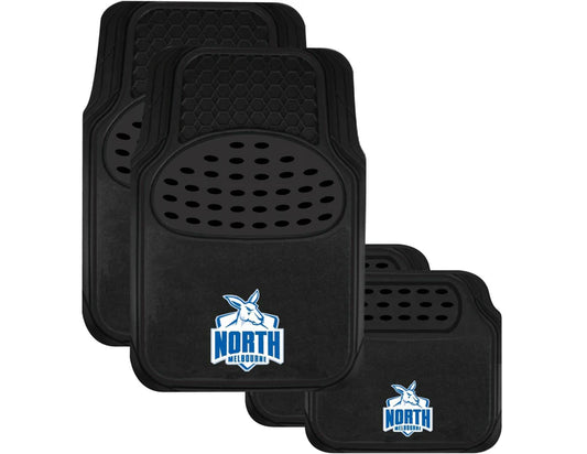 AFL Car Floor Mats - North Melbourne Kangaroos - Set Of 4 - Universal Size Fit