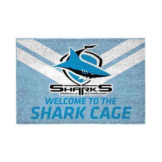 NRL Front Back Door Entry Floor Mat - Cronulla Sharks - 61cm x 41cm