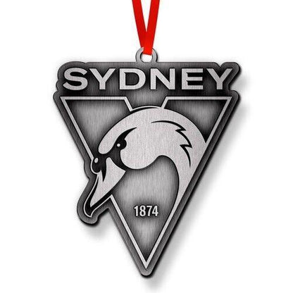 AFL Christmas Metal Ornament - Sydney Swans - Approx. 70 x 50mm