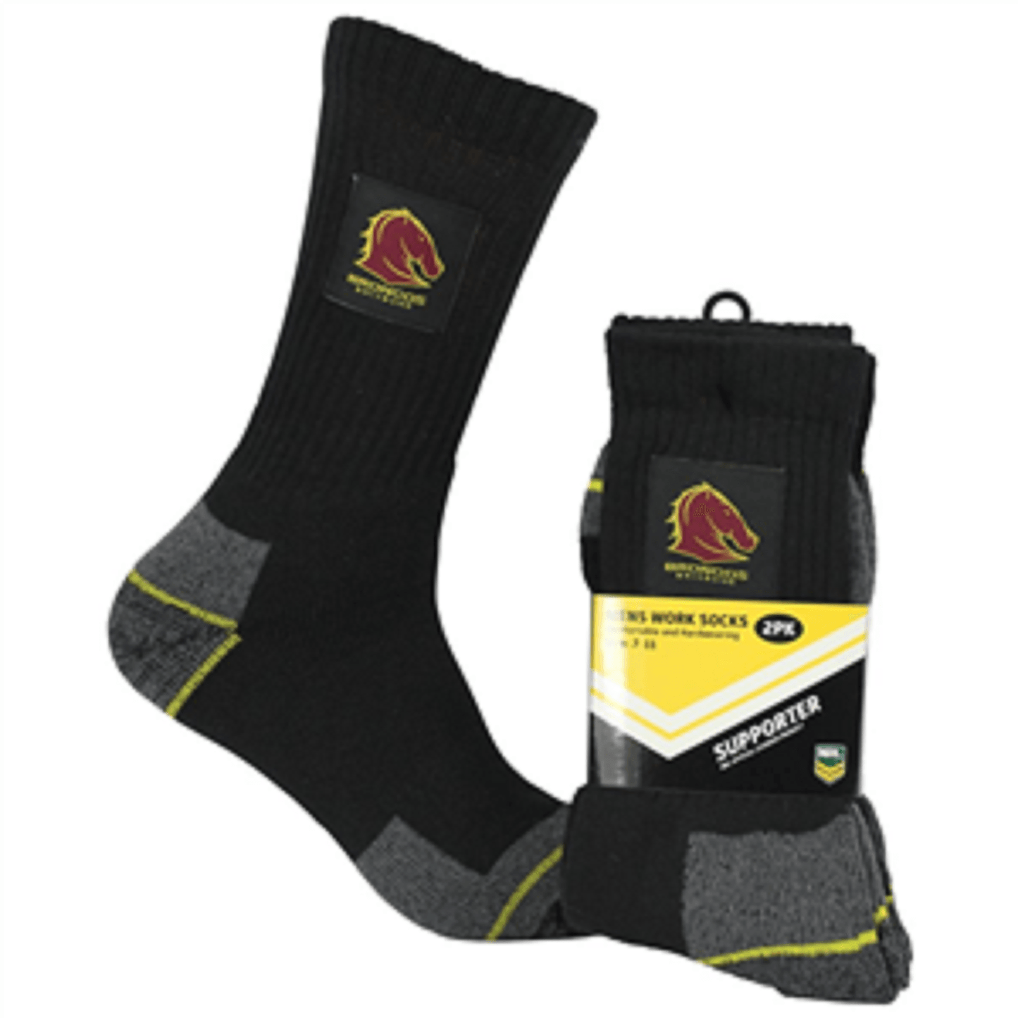 NRL Mens Work Socks Two Pack - Brisbane Broncos -