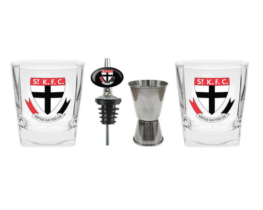 AFL 2 Spirit Glass Jigger and Pourer Set - St Kilda Saints - Gift Pack