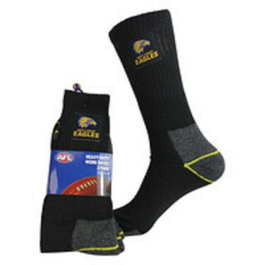 AFL Mens Work Socks Two Pack - West Coast Eagles