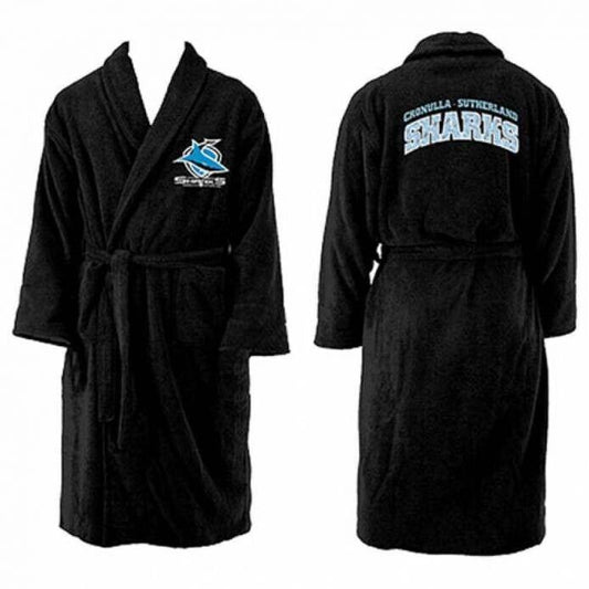 NRL Long Sleeve Bath Robe - Cronulla Sharks - Dressing Gown - Adult