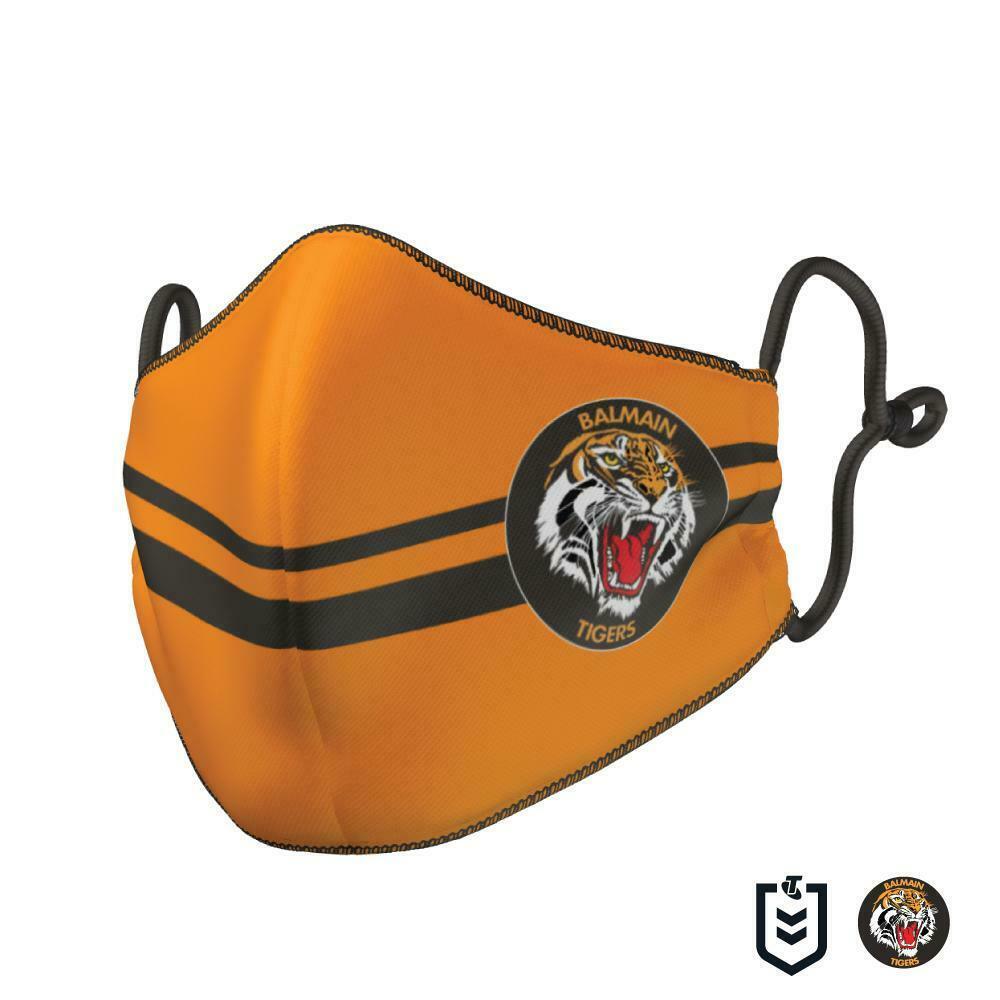 NRL Face Mask - Balmain Tigers - Reversible - Washable - Adult Large