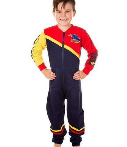 AFL Kids Onesie - Adelaide Crows - Cotton - Zip - Pockets - Warm