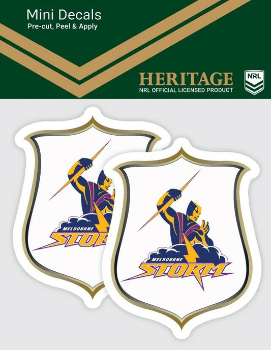 NRL Heritage Mini Decal - Melbourne Storm - Car Sticker Set Of 2 - 8x7cm