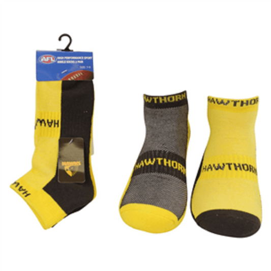 AFL Mens Ankle Socks - Hawthorn Hawks - Set Of Two - Sock -