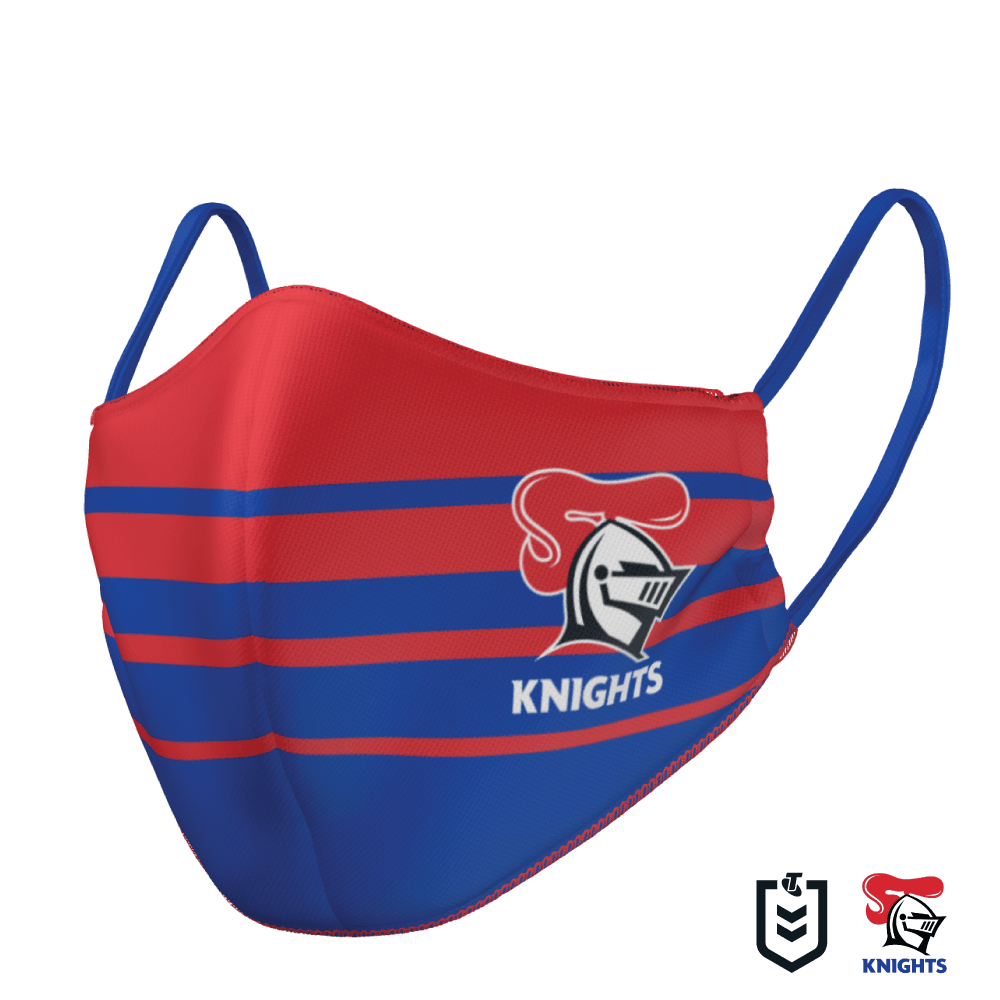 NRL Face Mask - Knights - Reversible - Washable - Adult Large