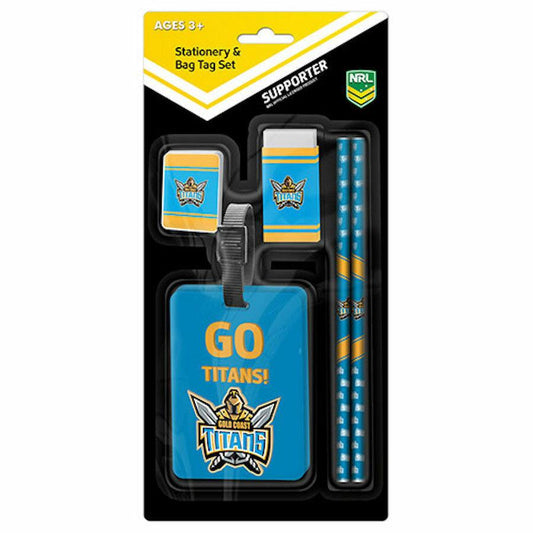 NRL Stationery and Bag Tag Set - Gold Coast Titans - Rugby League