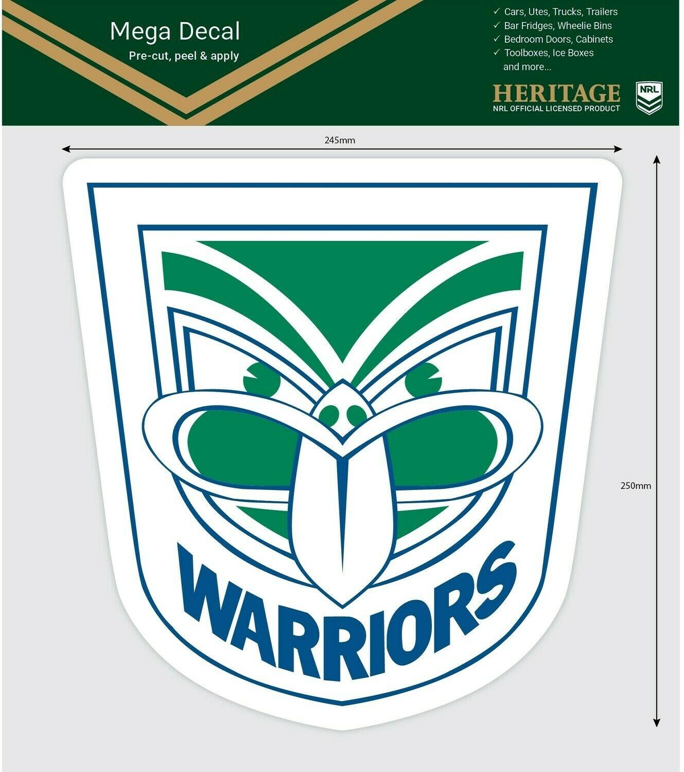 NRL Mega Heritage Decal - New Zealand Warriors  - Car Sticker 250mm