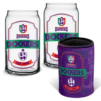 AFL Can Glass Set - Fremantle Dockers - Set of 2 Glass & Cooler