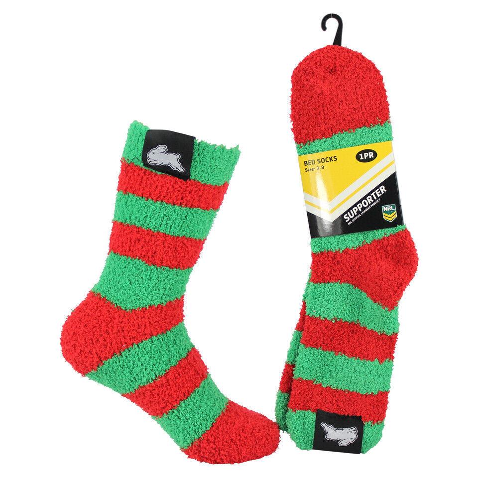 NRL Fluffy Bed Socks - South Sydney Rabbitohs - One Pair