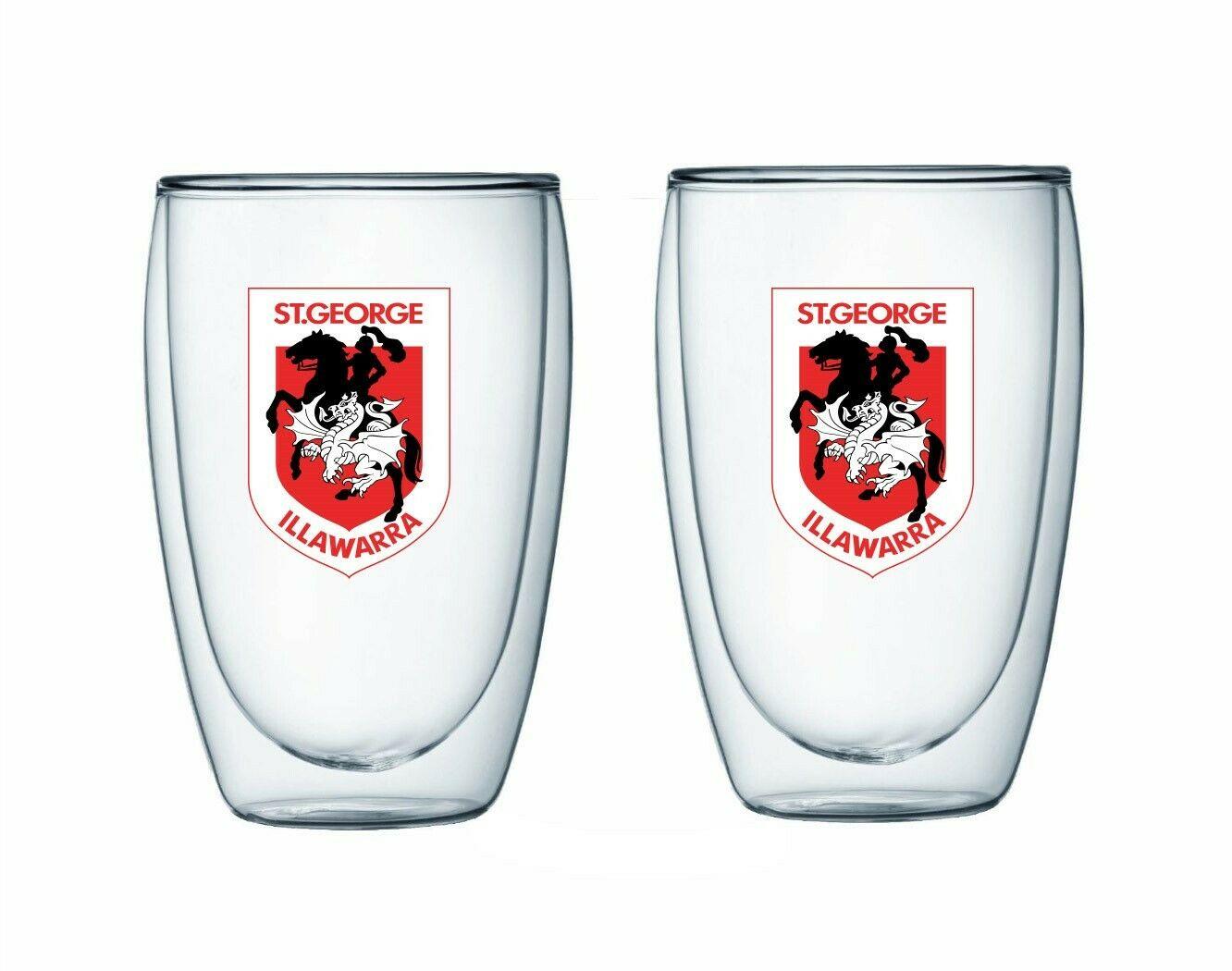 NRL Double Wall Glass Set - St George Illawarra Dragons - Set of Two - 350ml