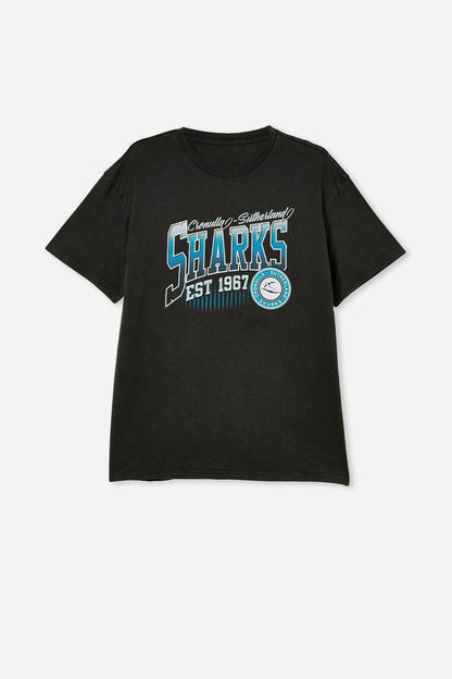 NRL Mens Souvenir Tee Shirt - Cronulla Sharks - 100% Cotton - Adult