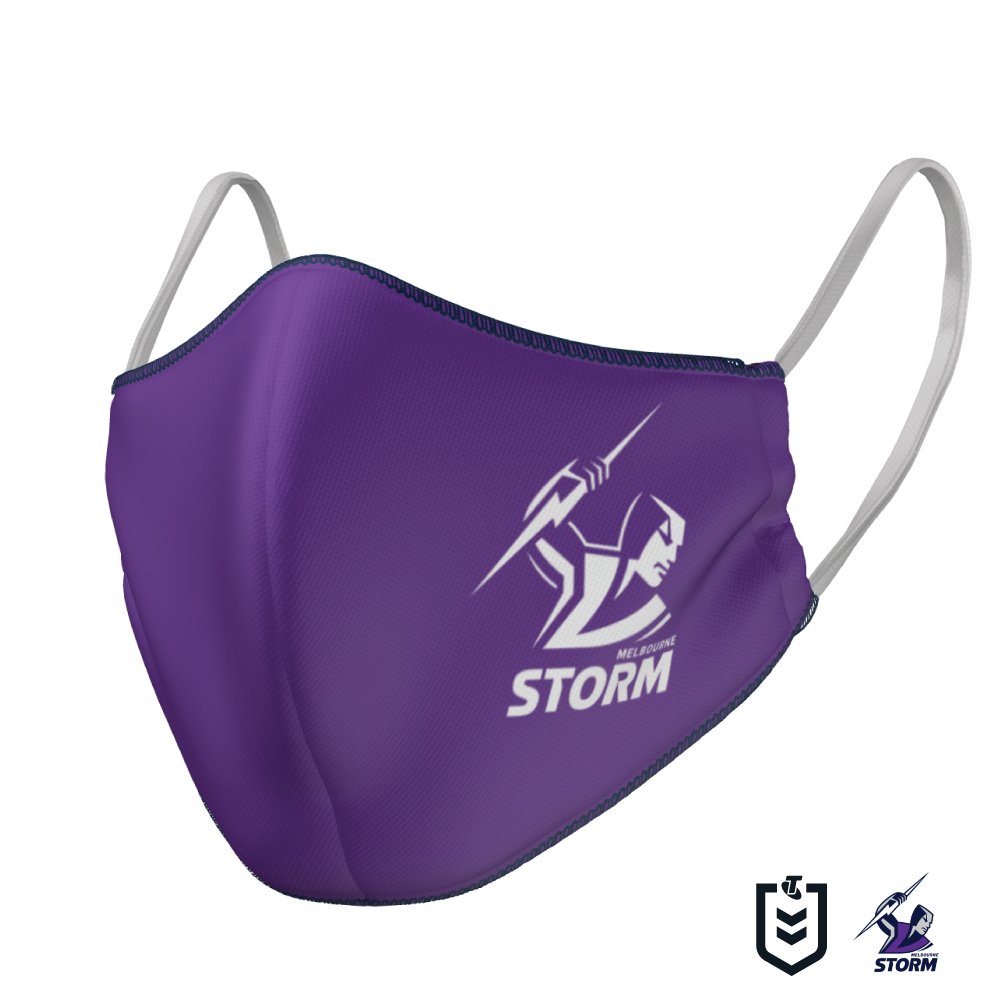 NRL Face Mask - Storm - Reversible - Washable - Adult Large