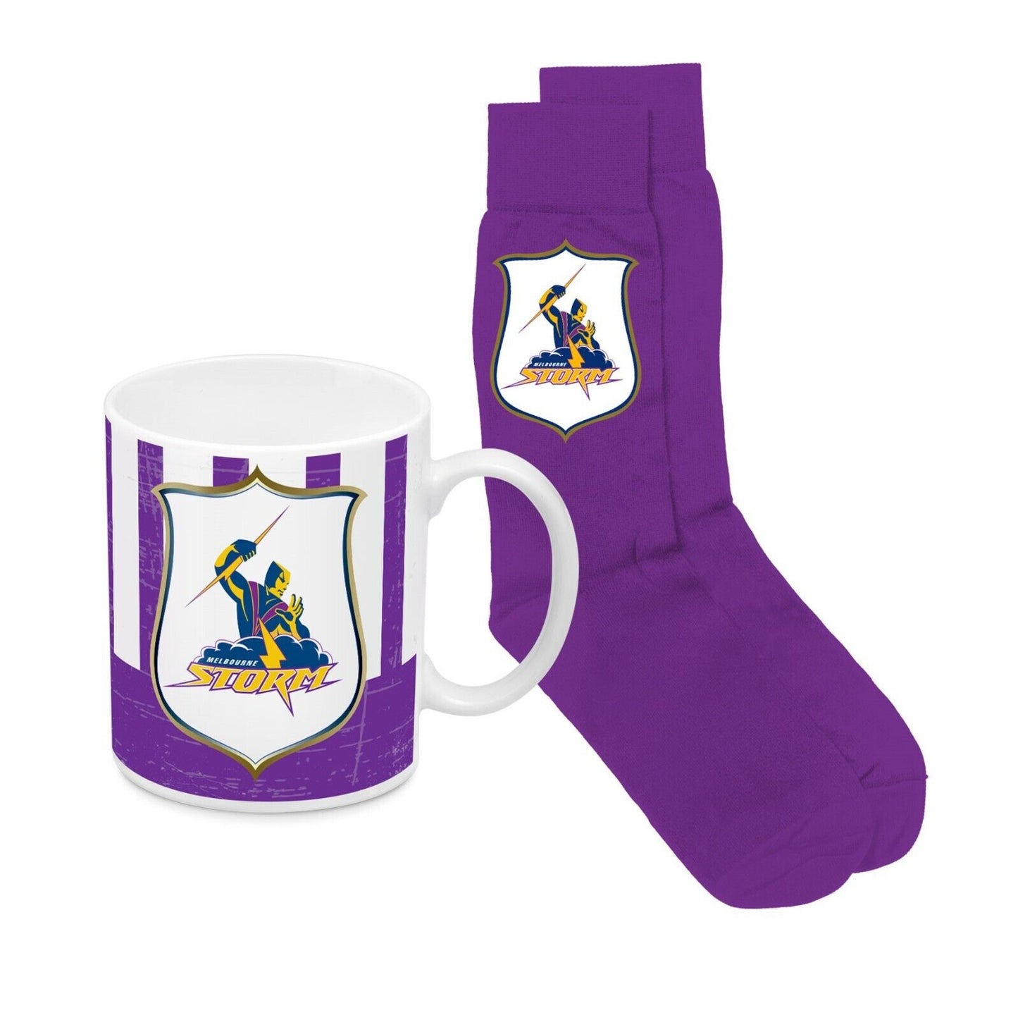 NRL Heritage Coffee Mug & Sock Pack - Melbourne Storm - Gift Boxed