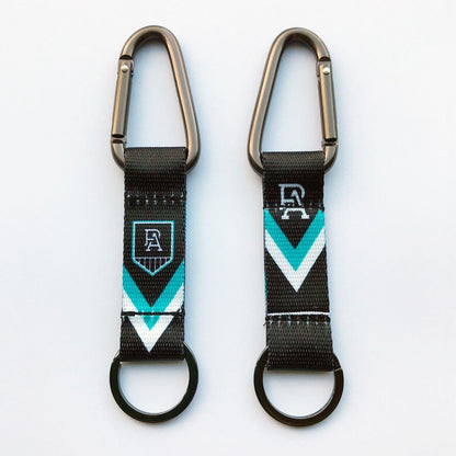 AFL Carabiner Key Ring - Port Adelaide Power - Keyring - Clip and Ring