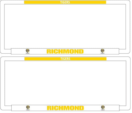 AFL Car Number Plate Frame Set Of Two - Richmond Tigers - Front/Back