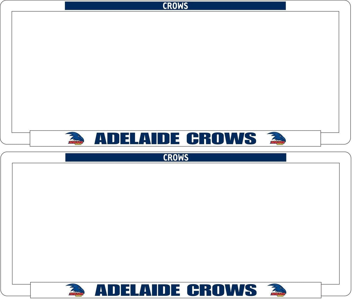 AFL Car Number Plate Frame Set Of Two - Adelaide Crows - Front/Back