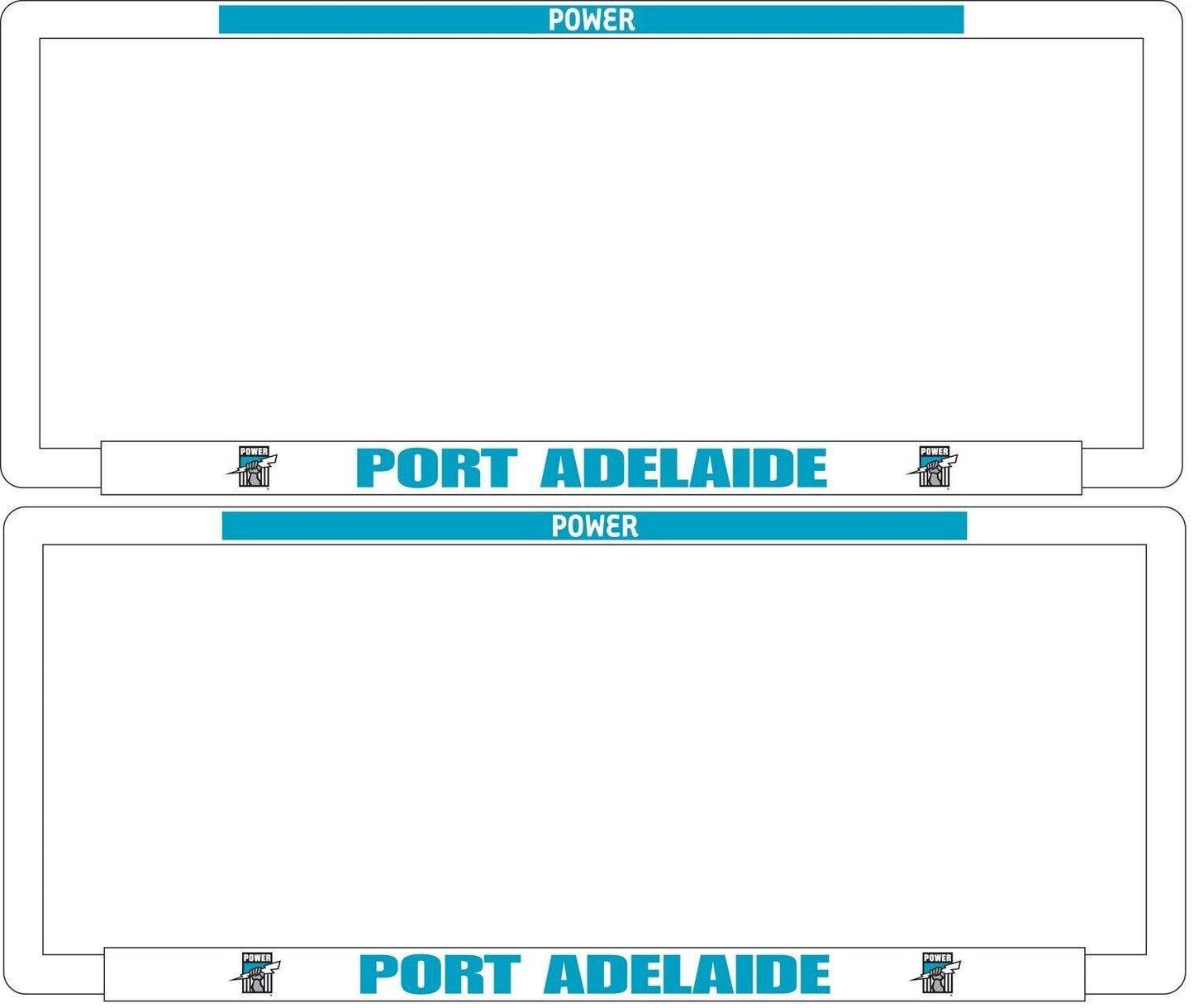 AFL Car Number Plate Frame Set Of Two - Port Adelaide Power - Front/Back