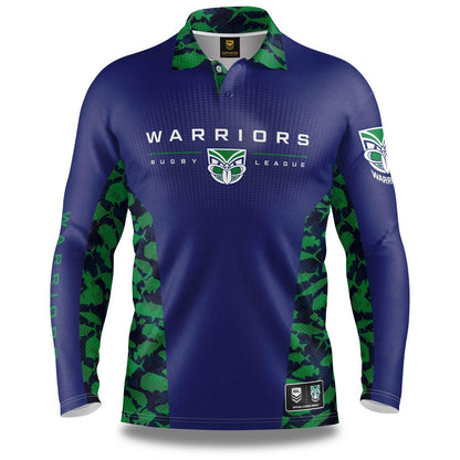 NRL Long Sleeve Reef Runner Fishing Polo Shirt - New Zealand Warriors - YOUTH