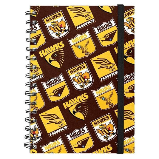 AFL Hard Cover Notebook - Hawthorn Hawks - A5 60 Page Pad