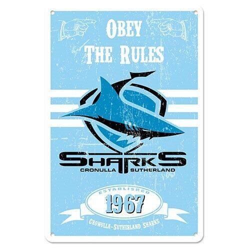 NRL Retro Supporter Tin Sign - Cronulla Sharks - Man Cave - Heritage