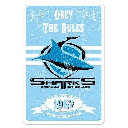 NRL Retro Supporter Tin Sign - Cronulla Sharks - Man Cave - Heritage