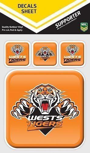 NRL App Stricker Decal Set - West Tigers - 13x13CM Large 4x4CM Small