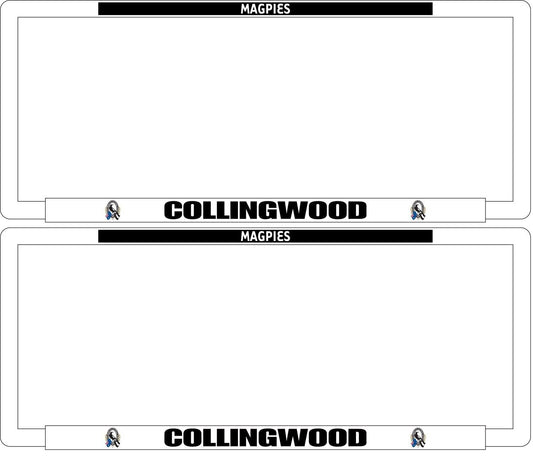 AFL Car Number Plate Frame Set Of Two - Collingwood Magpies - Front/Back