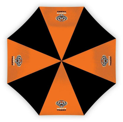 NRL Compact Umbrella - West Tigers - Rain - Glovebox - 60cm Length W17cm