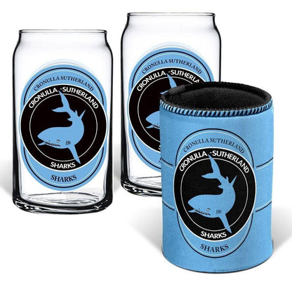 NRL Can Glass Set - Cronulla Sharks - Set of 2 Glass & Cooler