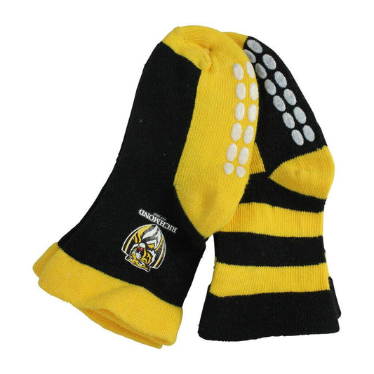 AFL Infant Socks - Richmond Tigers - Set Of Two - Non Slip - Sock - Baby