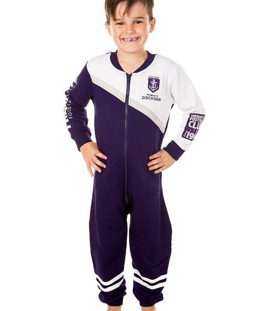 AFL Kids Onesie - Fremantle Dockers - Cotton - Zip - Pockets - Warm