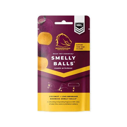 NRL Smelly Balls Set - Brisbane Broncos - Re-useable Car Air Freshener