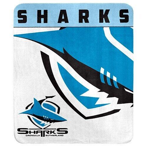 NRL Polar Fleece Blanket - Cronulla Sharks - 150x130cm - Rugby League