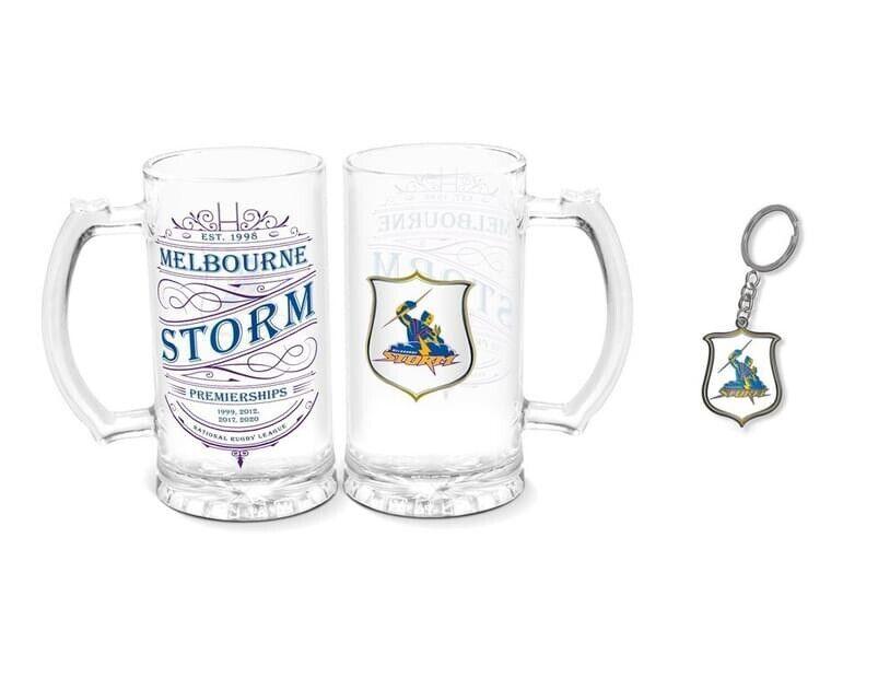 NRL Stein And Enamel Keyring Set - Melbourne Storm - Drink Cup Mug