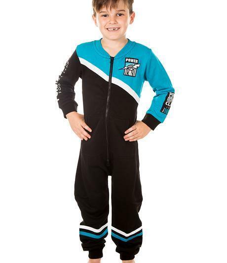 AFL Kids Onesie - Port Adelaide Power - Cotton - Zip - Pockets - Warm