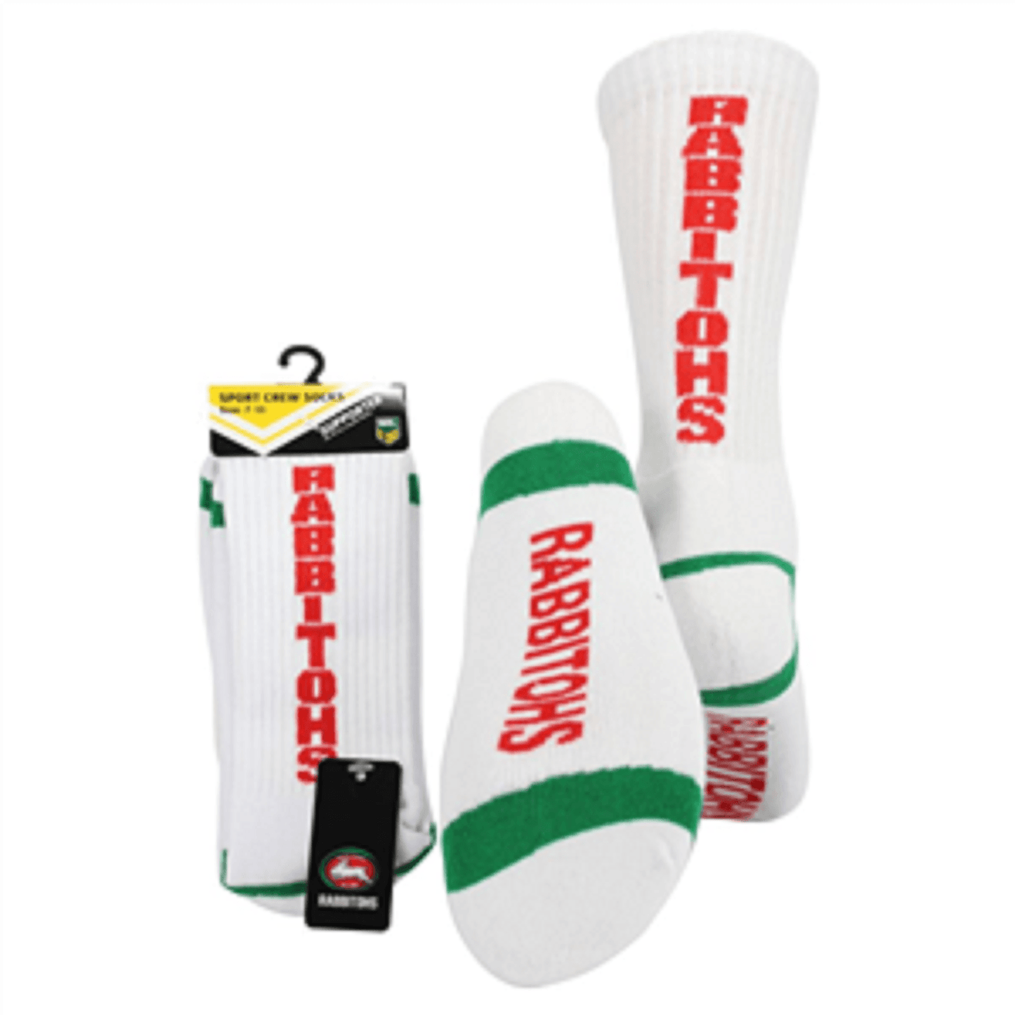 NRL Mens Crew Socks - South Sydney Rabbitohs  - One Set - Sock -