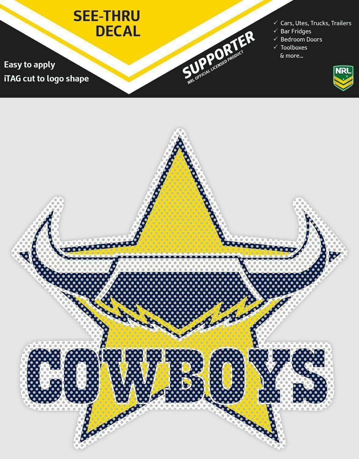 NRL Car UV Decal Sticker - North Queensland Cowboys - Size 14-18cm - See Thru