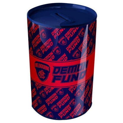 AFL Tin Money Box - Melbourne Demons -  21cm Tall x 10cm Wide