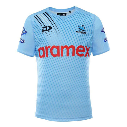 NRL 2022 Alternate Training Tee Shirt - Cronulla Sharks - Adult - Blue - DYNASTY