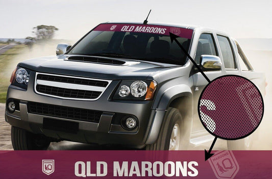 NRL Window Sun Visor Decal - QLD Maroons - Queensland - See Thru Car Sticker